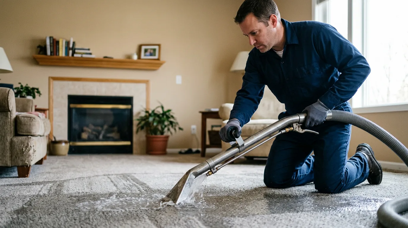 Water damage restoration technician working near Pine River, WI